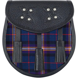Sporran écossais personnalisé, best-seller, de haute qualité, en cuir semi-luxe, motif tartan maçonnique, avec trois pompons, accessoire - Product Image 1