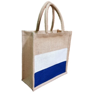 Sacs fourre-tout en toile de jute écologiques personnalisés de créateur avec logo imprimé Sacs à provisions tissés promotionnels Patch à motifs pour cadeau - Product Image 1