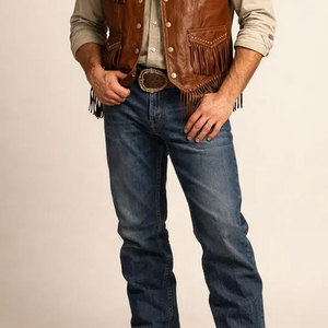 <b>Mens</b> Western Leather Fringe Vest Sleeveless Cowboy <b>Jacket</b> <b>Suede</b> Tassel Motorcycle Rodeo Festival OEM Premium OEM Apparel - Product Image 5