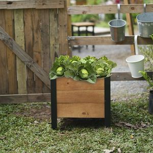 Weather-Resistant <b>Square</b> <b>Wooden</b> <b>Planter</b> Box with Steel Legs - Durable Outdoor Flower Pot for Home Use - Product Image 2