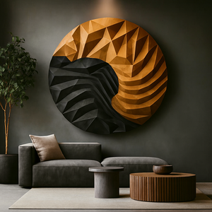 Luxali P01 Art mural rond en bois bio fait main, sculpture Art Déco, thème artistique, intérieurs, anniversaires, cadeau pour la maison - Product Image 4