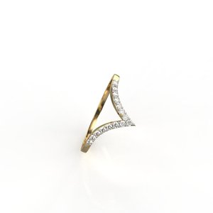 Geometric <b>Yellow</b> Gold Diamond Ring Pave Setting Minimalist Style Unisex Everyday Wear - Product Image 1