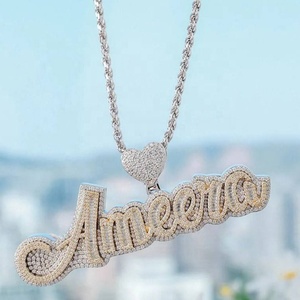 Pendentif personnalisé en argent sterling 925 plaqué or rose, forme cœur, moissanite taille brillant, style hip-hop, unisexe - Product Image 2