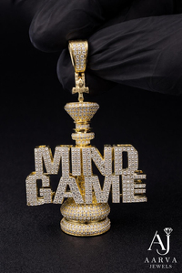 Pendentif Moissanite Iced Out Mind Game, plaqué rhodium couleur or, breloque lettre, collier Hip Hop, cadeau - Product Image 3