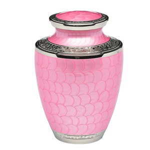 Handcrafted Pink Enamel Brass Cremation Urn For Human Ashes Adult <b>Large</b> Silver Hand Engraved Decorative Funeral <b>Memorial</b> - Product Image 1