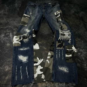 Pantalon en jean élégant personnalisé de qualité supérieure, 100% coton, pour homme, nouveau, séchage rapide, effet délavé, coupe évasée - Product Image 1
