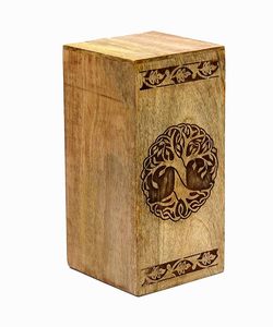 Caja de Muerto en bois sculpté à la main, motif arbre, 25,5 cm x 12,5 cm x 12,5 cm, décoration artisanale pour la maison - Product Image 6