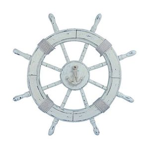 Wooden <b>Ship</b> <b>Wheel</b> Sailing Horizon Accent Developed to Showcase Maritime Craftsmanship with Enduring Coastal Decorative Beauty - Product Image 4