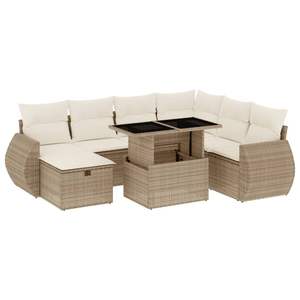 Ensemble de canapés de jardin en rotin PE beige avec grands accoudoirs réglables - Product Image 2