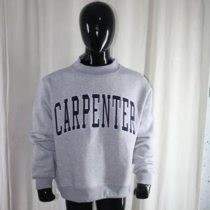 Sudadera de cuello alto CARPENTER HEATHER GREY 100% algodón con apliques bordados en color AZUL MARINO, media cremallera, CLUSH SPORTS, invierno - Product Image 1