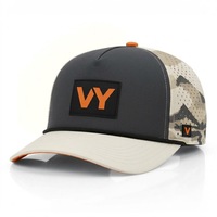 Casquette de baseball extérieure 5 panneaux camouflage avec patch PVC personnalisé, perforée, en maille, découpée au laser, imperméable, vente en gros