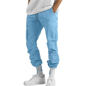 Men's Cargo Pants <b>Drawstring</b> Casual Hiking Joggers Cotton Spandex Breathable Quick Dry Eco-Friendly Loose Straight <b>Trousers</b> - Product Image 1