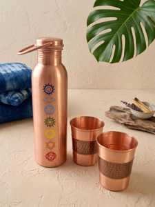 Botella de Agua Reutilizable de Cobre Puro con Grabado de Chakra, Hecha a Mano, Moderna, de Lujo, Duradera, de Gran Capacidad, a Prueba de Fugas, para el Hogar y Yoga - Product Image 4