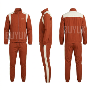 Ensemble de survêtement unisexe violet à manches longues avec fermeture éclair, col montant, couleur unie, poches latérales, coupe régulière, pour l'automne, en polyester - Product Image 2