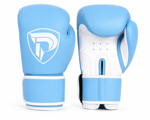 Guantes de Boxeo Profesionales Portátiles Dumela International, Color Azul Cielo y Blanco, Cuero Genuino, Personalizados, de Alta Calidad para Entrenamiento - Product Image 1