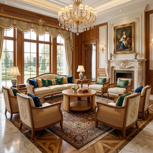 Lounge Area Teak Wood Round <b>Coffee</b> <b>Table</b> with Shelves Savana Rattan Combination Elegant Storage Design for Home Use - Product Image 5