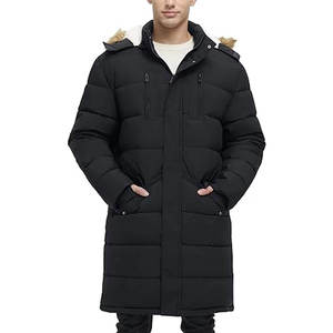 Parka d'hiver longue pour homme avec capuche et garniture en fourrure, manteau matelassé épais et chaud - Product Image 1