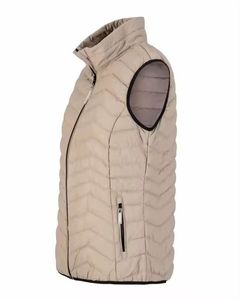 Chaleco Acolchado Beige para Hombre con Cierre de Cremallera, Cuello Alto, Relleno de Poliéster Cortavientos, Chaqueta Casual de Invierno - Product Image 3