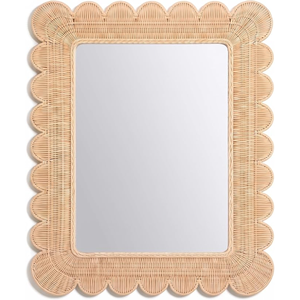 Small Scalloped Rattan <b>Wall</b> <b>Mirror</b> 23×17 Inch, Decorative Woven Frame <b>Mirror</b> <b>for</b> Bedroom, Entryway, <b>Bathroom</b>, and Home Decor - Product Image 4