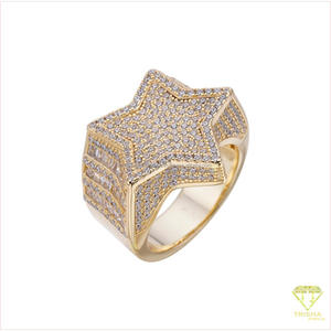 แหวนมอสซาไนต์รูปดาวหรูหรา เงินแท้ 925 เครื่องประดับผู้ชายขายส่ง - Product Image 3