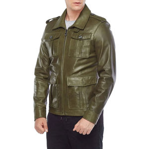 <b>Men</b> Classic Genuine Leather <b>Jacket</b> Soft Comfortable Casual Full Zip Durable Everyday Regular Fit Outerwear Breathable Quick Dry - Product Image 6