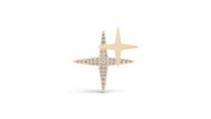 Broche Unisexe en Or Jaune 9K Motif Diamant de Laboratoire Aarinya Celestial Twin Star Polaris Cluster pour Fêtes et Mariages - Product Image 1