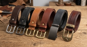 Genuine Leather Formal Fashion <b>Belt</b> Set with <b>Silver</b> Pin <b>Buckles</b> in Brown Black Tan Burgundy - Product Image 3