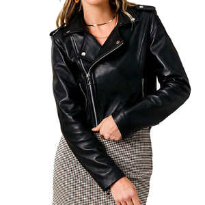 Chaqueta de piel de oveja auténtica acolchada, transpirable y de alta calidad para mujer, con logo frontal, venta al por mayor - Product Image 1