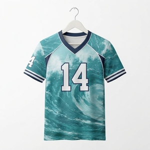 Camiseta Deportiva Personalizada de Fútbol Americano con Diseño de Olas Oceánicas, Uniforme de Equipo Sublimado, Ropa Deportiva, Camiseta Atlética, Venta al Por Mayor Profesional - Product Image 1