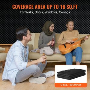 Set di 2 Pannelli Acustici a Forma di Uovo 48 X 24 X 2 Pollici, Pannelli Fonoassorbenti Ignifughi per Pareti, Efficace Smorzatore Acustico - Product Image 5
