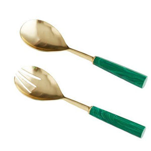 Elegant <b>Bow</b> Salad Server Set Gold Finish Aluminum Decorative Serving Utensils Modern Kitchen Food Serving Spoon & Fork <b>Gift</b> Set - Product Image 4