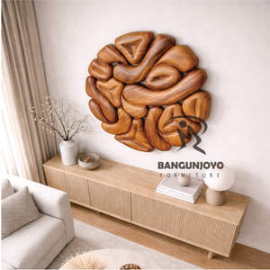 Decoración de pared redonda de madera de suar bellamente arreglada, tendencia 2026 - Product Image 3