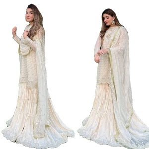 Colección de Salwar Kameez Étnicos Modernos para Mujer, Diseño Indio, Bordado Intenso, Chinon de Secado Rápido, Traje Sharara Palazzo para Fiestas - Product Image 1