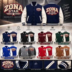 Streetwear Winter Varsity Jacke Maßgefertigt Wollkörper Lederärmel Chenille Patch Bestickte Letterman Baseball Stehkragenjacke Großhandel - Product Image 6