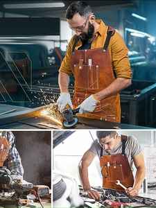 Delantal de cuero vacuno de alta calidad personalizado para taller, barbacoa y carpintería - Product Image 4