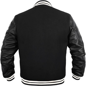 <b>Men's</b> Custom Style Melton Wool Varsity <b>Jacket</b> with <b>Leather</b> Sleeves Patchwork Design Wholesale College Baseball <b>jacket</b> for <b>men</b> - Product Image 6