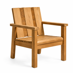 Fauteuil de jardin contemporain en teck massif avec dossier à panneaux verticaux - Durable, écologique, imperméable et confortable - Product Image 2