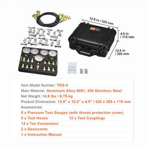 Kit Idraulico per Escavatore con 5 Manometri, 13 Raccordi, 14 Connettori a T, 5 per Test di Pressione - Product Image 5