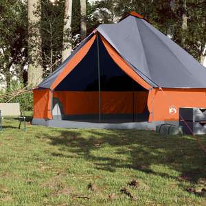 Carpa Familiar para 8 Personas, Tipo Tipi, Gris y Naranja, Impermeable, para Acampar - Product Image 3
