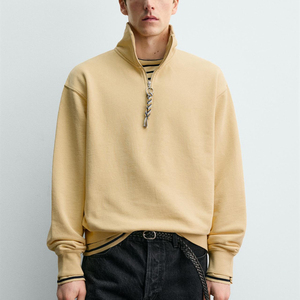 Oversized Quarter Zip Sweatshirt <b>Men</b> Heavy Cotton Casual <b>Pullover</b> Custom Private Label Fashion USA Trending - Product Image 5