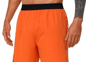 <b>Men's</b> Orange Board <b>Shorts</b> Mid Waist Elastic Quick Dry Solid Color Casual <b>Bermuda</b> <b>Shorts</b> - Product Image 3