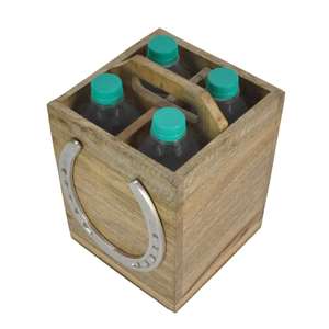 Support à bouteilles en bois style fer à cheval pour 4 bouteilles, accessoires de service de bar, supports et étagères de rangement faits à la main, dernière arrivée - Product Image 4