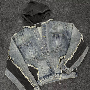 Chaqueta vaquera unisex Triveers estilo vintage con capucha, diseño rasgado, forro de algodón y cierre de botones para hombre - Colores variados - Product Image 5