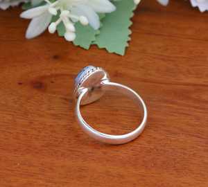 Anillo Solitario de Turquesa Magnesita Azul Natural al por Mayor, Plata de Ley 925, Corte de Lágrima, Borde de Cuerda Trenzada, Bisel - Product Image 2