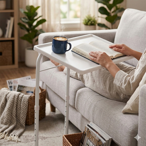 Portable Rectangle <b>Storage</b> <b>Tray</b> White Minimalist Design for Living Room Use - Product Image 2