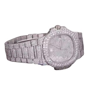 Montre squelette analogique à quartz en acier inoxydable, sertie de moissanite, style hip-hop, de luxe, antique, la plus vendue, pour professionnels - Product Image 1