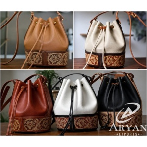 2026 Fashionable Design <b>Large</b> Capacity Handmade Cow Bucket <b>Bag</b> Ladies Hand Tooled Leather Single Shoulder Crossbody Handbags - Product Image 1