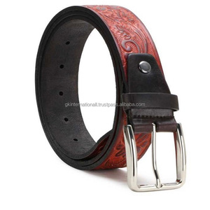 Vintage Hand Carved Western Style Tooled Leather Belt for <b>Men</b> & Women With Chicago Screw for Buckle Change Custom Sizes - Product Image 3