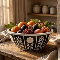 Tazón de Servir Moderno de Excelente Calidad con Incrustaciones de Hueso, Resistente al Calor, Desechable, Ecológico, Apto para Lavavajillas, Decoración para Fiestas y Hogar
