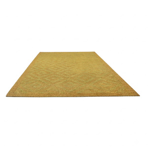 Tapis géométrique texturé en laine jaune moutarde, écologique et antidérapant, pour salon, chambre et hôtel - Product Image 2